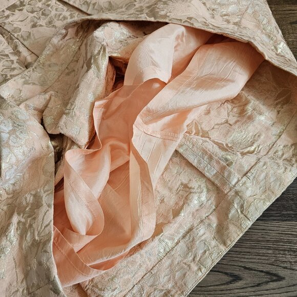 Eliza J Sleeveless V-Back Jacquard Tulip Bubble Dress, 14, Gold Peach Lurex - Picture 5 of 12